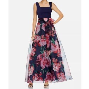 Eliza J Navy & Pink Floral Maxi Dress